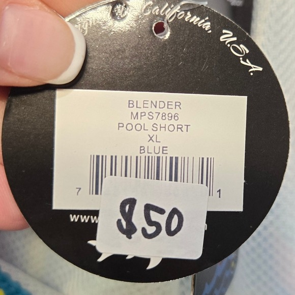 Maui & Sons Swim Trunks Pool Shorts Men XL Blue Blender Retro Neon 80s Shark Fun - Picture 10 of 10